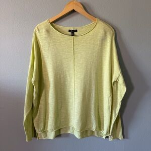 Eileen Fisher Yellow Organic Linen Cotton Long Sleeve Relaxed Fit Top Size M